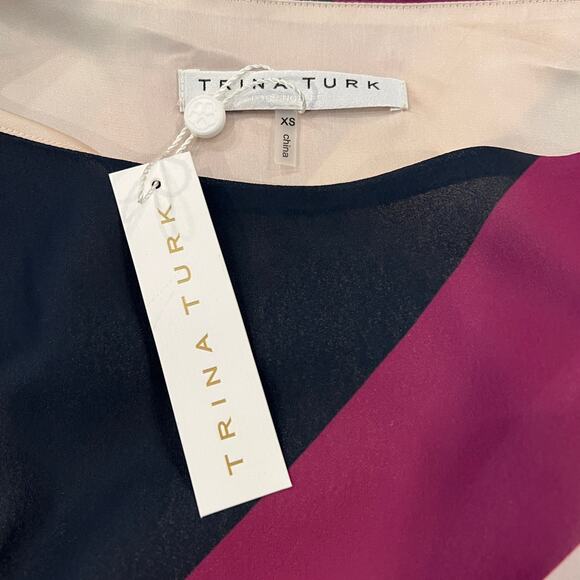 Trina Turk Women’s Multi Color Diagonal Striped Boho Dress - SIZE XS - Picture 8 of 11